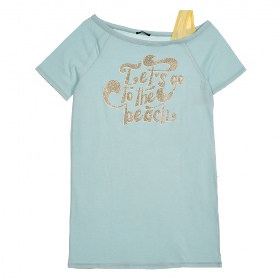 Βαμβακερό μπλουζάκι με επιγραφή brocade, σε ανοιχτό μπλε χρώμα Sisley 225300 