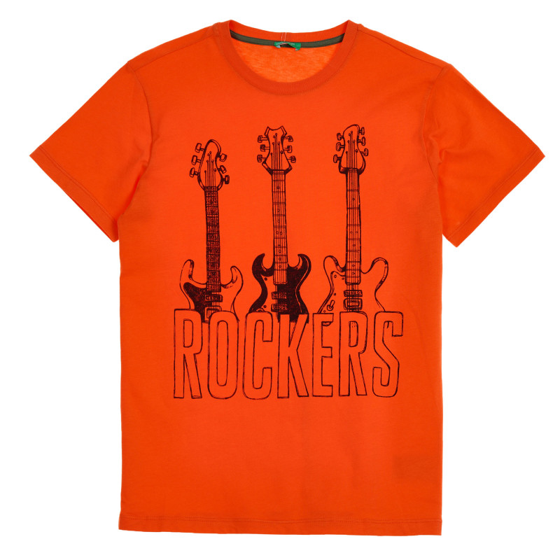 Βαμβακερό μπλουζάκι με κιθάρα, πορτοκαλί  225315