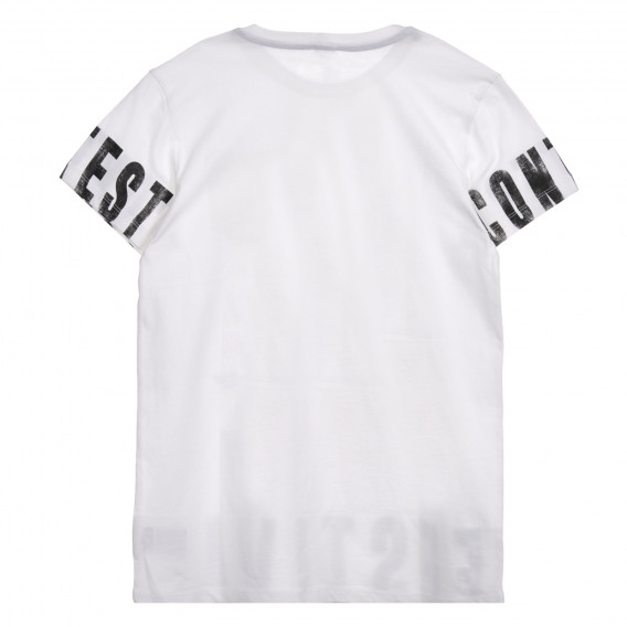 Βαμβακερό μπλουζάκι με επιγραφή και τσέπη σε λευκό χρώμα Benetton 225323 3