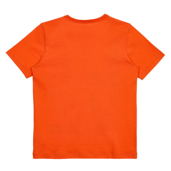 Βαμβακερό μπλουζάκι με την επιγραφή Live, πορτοκαλί Benetton 225326 3