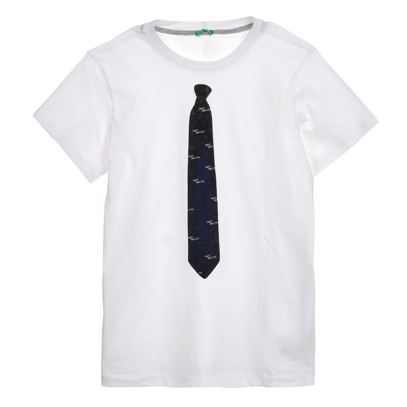 Βαμβακερό μπλουζάκι με γραβάτα, λευκό  225327