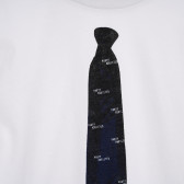 Βαμβακερό μπλουζάκι με γραβάτα, λευκό Benetton 225328 2