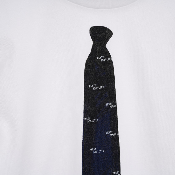 Βαμβακερό μπλουζάκι με γραβάτα, λευκό Benetton 225328 2