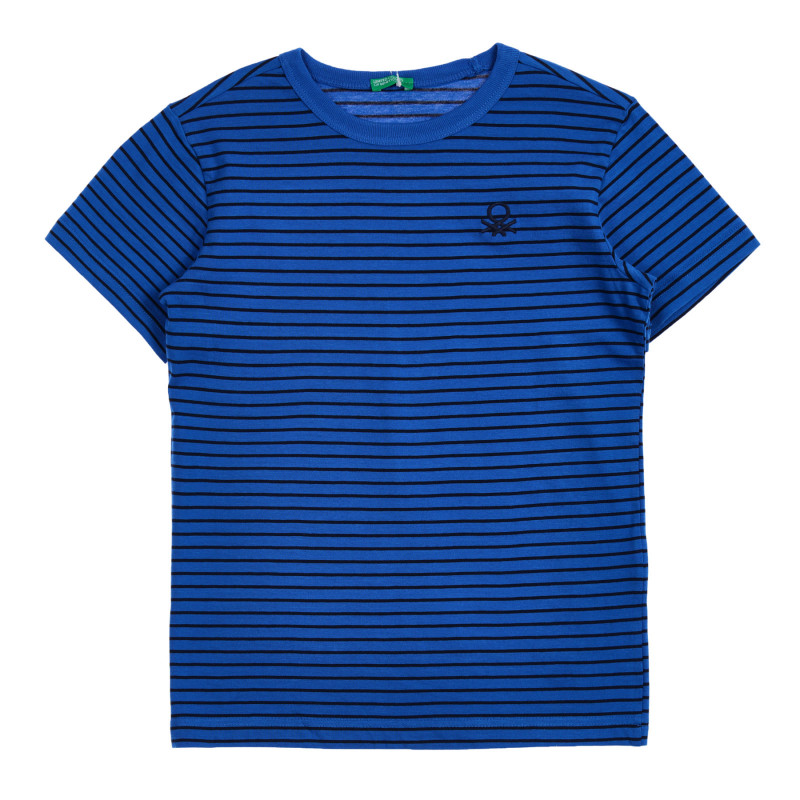 Βαμβακερό μπλουζάκι σε μπλε και μαύρες ρίγες  225330