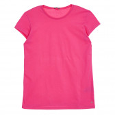 Βαμβακερό μπλουζάκι με κεντητό λογότυπο, σκούρο ροζ Benetton 225333 