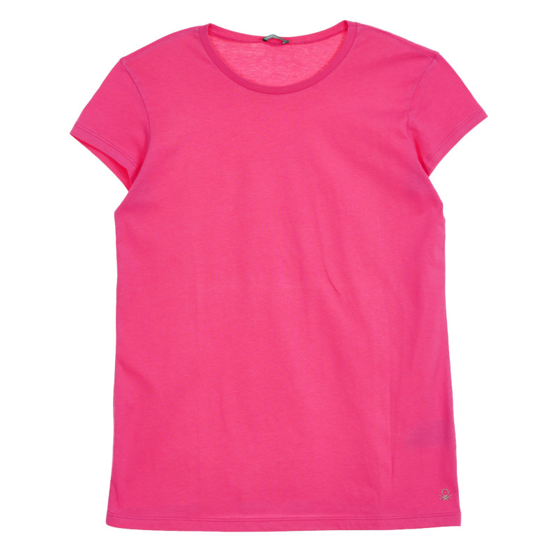 Βαμβακερό μπλουζάκι με κεντητό λογότυπο, σκούρο ροζ  225333