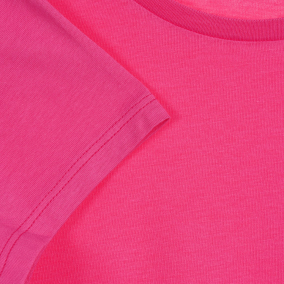 Βαμβακερό μπλουζάκι με κεντητό λογότυπο, σκούρο ροζ Benetton 225334 2