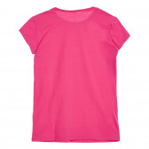 Βαμβακερό μπλουζάκι με κεντητό λογότυπο, σκούρο ροζ Benetton 225335 3