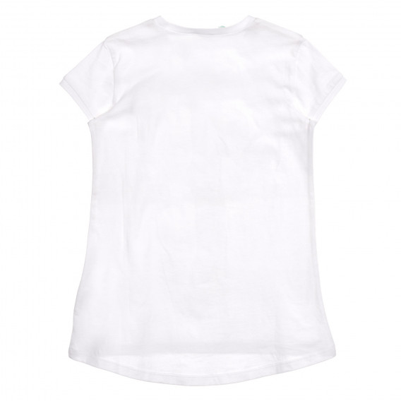 Βαμβακερή μπλούζα με κοντά μανίκια και αναστρέψιμες πούλιες, λευκή Benetton 225341 3