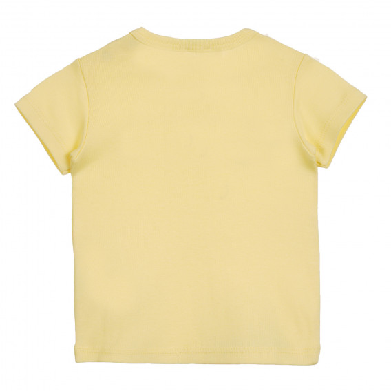 Βαμβακερό μπλουζάκι με επιγραφή μάρκας για ένα μωρό, κίτρινο Benetton 225353 3