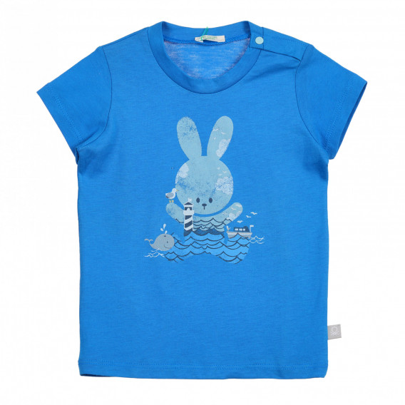 Βαμβακερό μπλουζάκι με τύπωμα για μωρό, μπλε Benetton 225357 