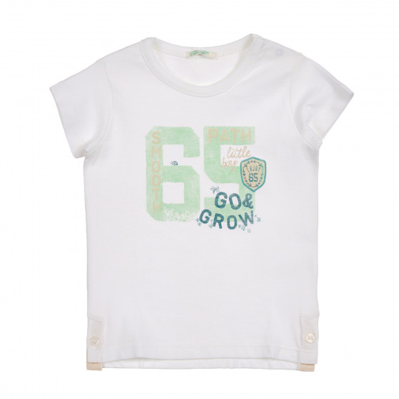 Βαμβακερό μπλουζάκι με κουμπιά στο κάτω μέρος για ένα μωρό, λευκό Benetton 225372 
