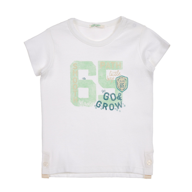 Βαμβακερό μπλουζάκι με κουμπιά στο κάτω μέρος για ένα μωρό, λευκό  225372