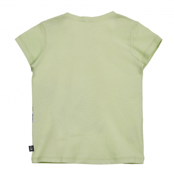 Βαμβακερό μπλουζάκι με γραφική εκτύπωση για μωρό, πράσινο Benetton 225377 3