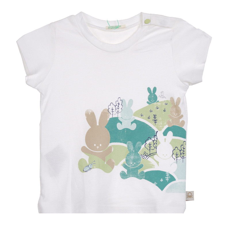 Βαμβακερό μπλουζάκι με γραφική εκτύπωση για ένα μωρό, λευκό  225378