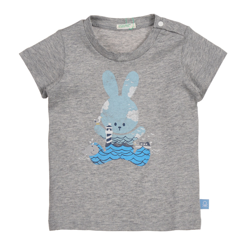 Βαμβακερό μπλουζάκι με τύπωμα για μωρό, γκρι  225381