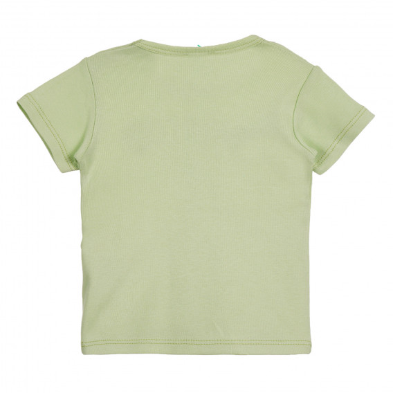 Βαμβακερό μπλουζάκι με επιγραφή για ένα μωρό, πράσινο Benetton 225389 3