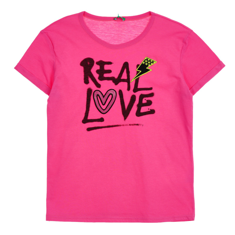 Μπλουζάκι με την επιγραφή Πραγματική αγάπη, ροζ  225393