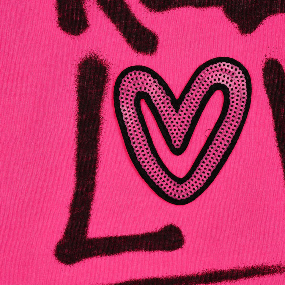 Μπλουζάκι με την επιγραφή Πραγματική αγάπη, ροζ Benetton 225394 2