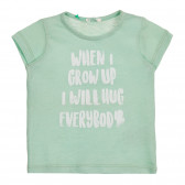 Βαμβακερό μπλουζάκι με επιγραφή για ένα μωρό, σε πράσινο χρώμα Benetton 225411 