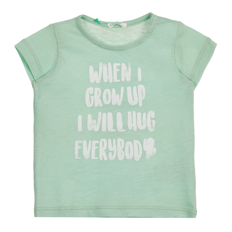 Βαμβακερό μπλουζάκι με επιγραφή για ένα μωρό, σε πράσινο χρώμα  225411