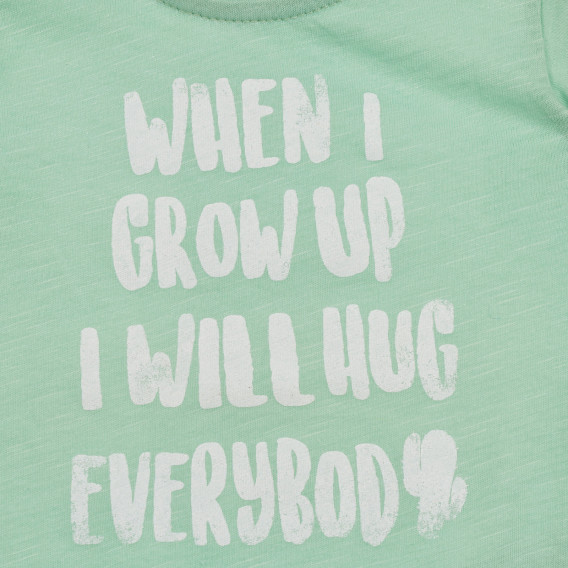 Βαμβακερό μπλουζάκι με επιγραφή για ένα μωρό, σε πράσινο χρώμα Benetton 225412 2