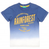Βαμβακερό μπλουζάκι με διπλωμένα μανίκια για ένα μωρό σε μπλε και άσπρο χρώμα Benetton 225420 