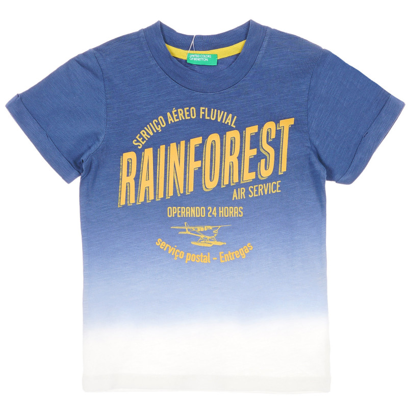 Βαμβακερό μπλουζάκι με διπλωμένα μανίκια για ένα μωρό σε μπλε και άσπρο χρώμα  225420