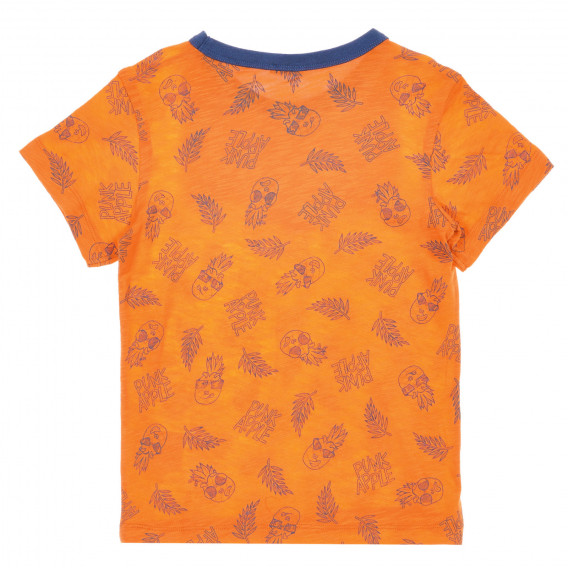 Βαμβακερό μπλουζάκι με τύπωμα και την επιγραφή Τροπικό, πορτοκαλί Benetton 225447 4