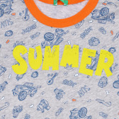 Βαμβακερό μπλουζάκι με τύπωμα και επιγραφή Καλοκαίρι, γκρι Benetton 225449 2