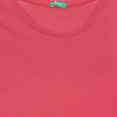 Βαμβακερό μπλουζάκι με εικονική εκτύπωση στα μανίκια, ροζ Benetton 225505 2