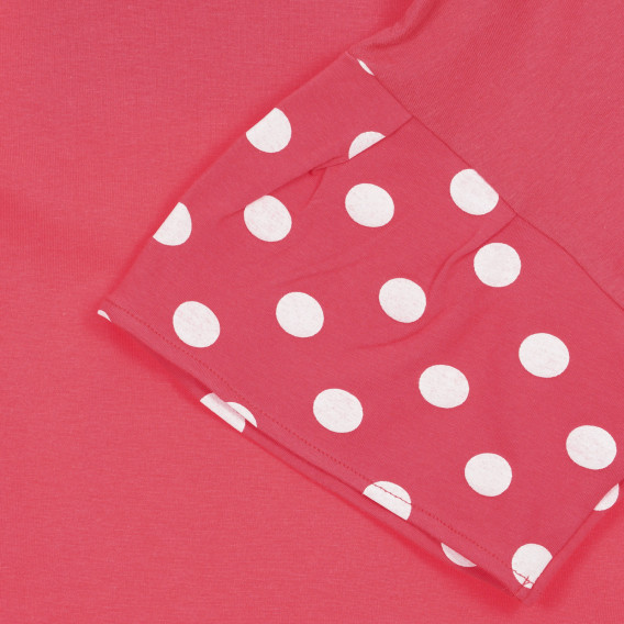 Βαμβακερό μπλουζάκι με εικονική εκτύπωση στα μανίκια, ροζ Benetton 225506 3