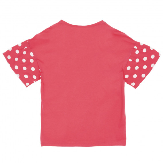 Βαμβακερό μπλουζάκι με εικονική εκτύπωση στα μανίκια, ροζ Benetton 225507 4