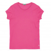 Βαμβακερό μπλουζάκι με το λογότυπο της μάρκας, ροζ Benetton 225512 