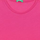 Βαμβακερό μπλουζάκι με το λογότυπο της μάρκας, ροζ Benetton 225513 2