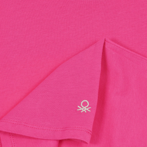 Βαμβακερό μπλουζάκι με το λογότυπο της μάρκας, ροζ Benetton 225514 3