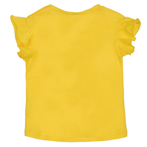 Βαμβακερή μπλούζα με βολάν τυπωμένη για ένα μωρό, κίτρινο Benetton 225535 4