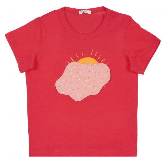 Βαμβακερό μπλουζάκι με απλικέ για ένα μωρό, κόκκινο Benetton 225548 