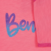 Βαμβακερό μπλουζάκι με επιγραφή brocade, ροζ Benetton 225558 3