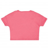 Βαμβακερή μπλούζα με μια επιγραφή, ροζ Benetton 225567 4