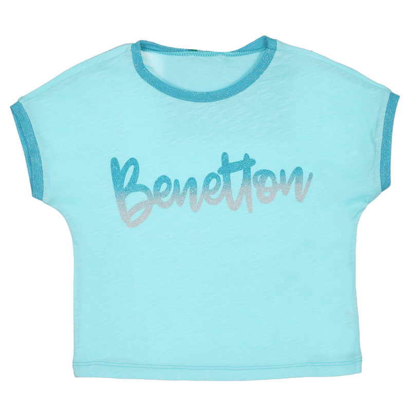 Βαμβακερό μπλουζάκι με επιγραφή brocade, ανοιχτό μπλε  225568
