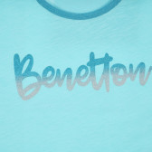 Βαμβακερό μπλουζάκι με επιγραφή brocade, ανοιχτό μπλε Benetton 225569 2