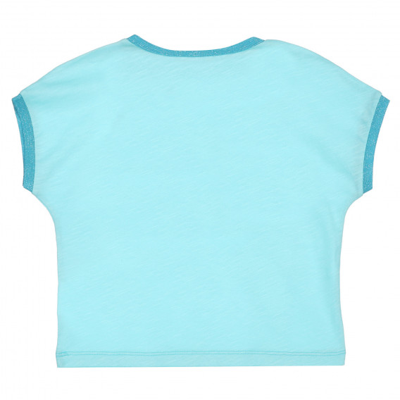 Βαμβακερό μπλουζάκι με επιγραφή brocade, ανοιχτό μπλε Benetton 225571 4