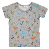 Βαμβακερό μπλουζάκι με πολύχρωμη εκτύπωση για ένα μωρό, γκρι Benetton 225600 
