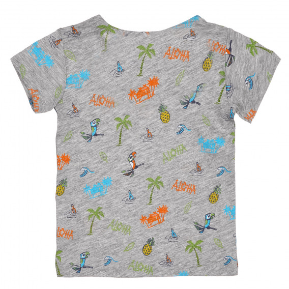 Βαμβακερό μπλουζάκι με πολύχρωμη εκτύπωση για ένα μωρό, γκρι Benetton 225603 4