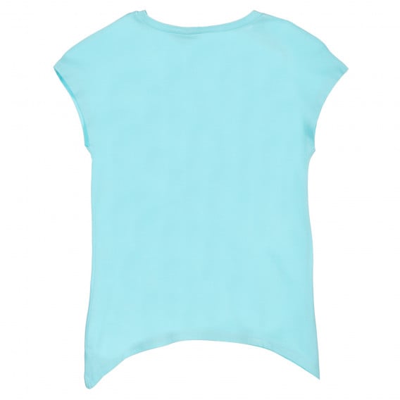 Βαμβακερό μπλουζάκι με ασύμμετρες άκρες, ανοιχτό μπλε Benetton 225607 4