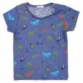 Βαμβακερό μπλουζάκι με πολύχρωμη εκτύπωση για ένα μωρό, μπλε Benetton 225608 