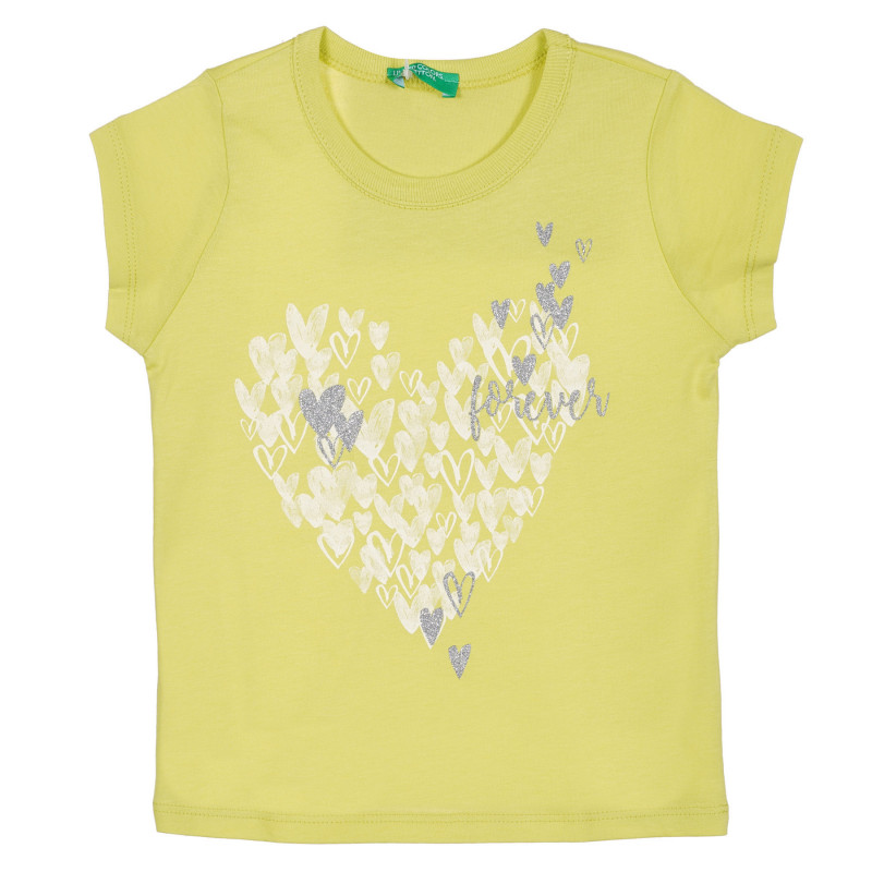 Βαμβακερό μπλουζάκι με τύπωμα καρδιάς για ένα μωρό, ανοιχτό πράσινο  225640