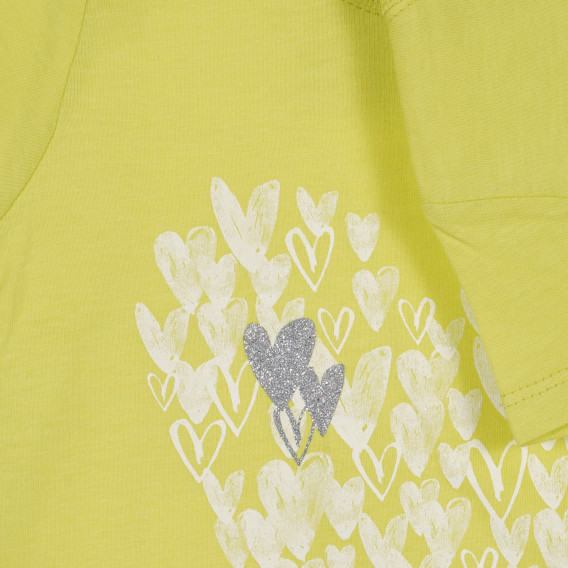 Βαμβακερό μπλουζάκι με τύπωμα καρδιάς για ένα μωρό, ανοιχτό πράσινο Benetton 225642 3