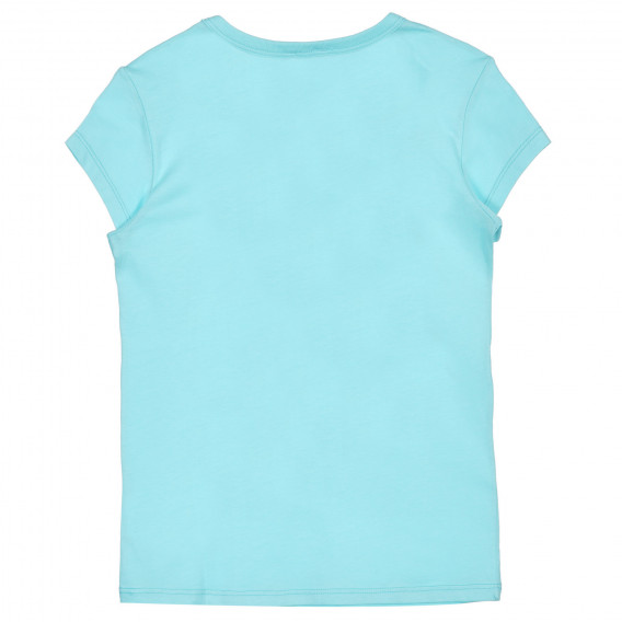 Βαμβακερό μπλουζάκι με επιγραφή brocade, σε γαλάζιο χρώμα Benetton 225647 4